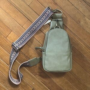 Anthropologie liberty sling bag khaki grey